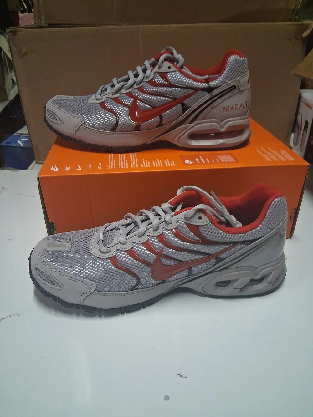 Nike Air Max Torch 4 Grey and Red Mesh Running Sneakers